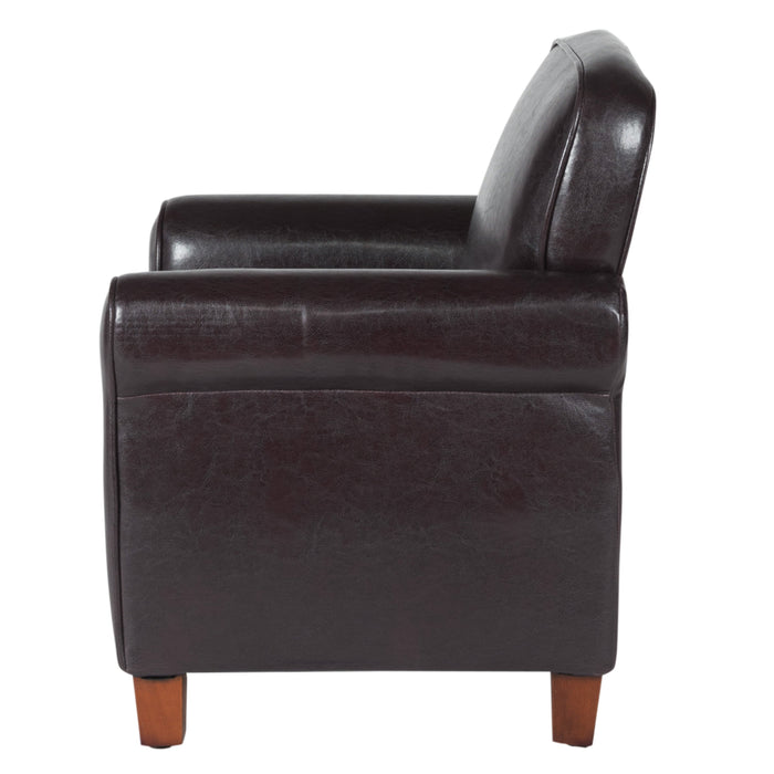Kids Accent Chair with Rolled Arms - Brown Faux Leather