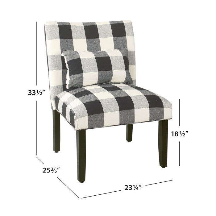 Accent Chair and Pillow - Black Plaid