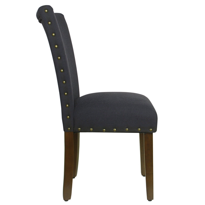 Classic Parsons Dining Chair with Nailhead Trim - Deep Navy - Set of 2