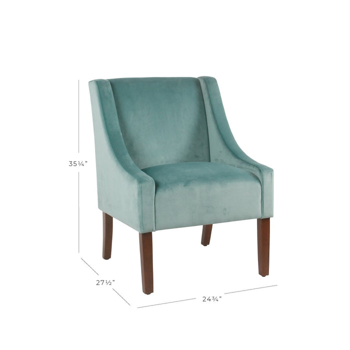 Modern Velvet Swoop Arm Accent Chair - Aqua Velvet