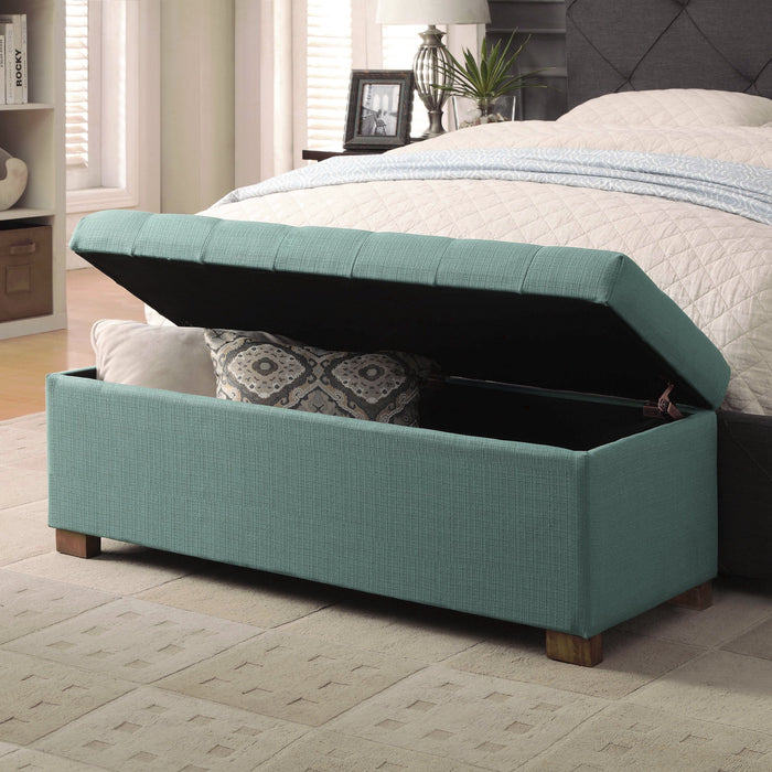Large Tufted Storage Bench - Teal Woven