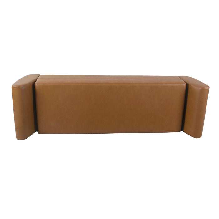 HomePop Modern Storage Bench with Wood Legs - Light Brown Faux Leather