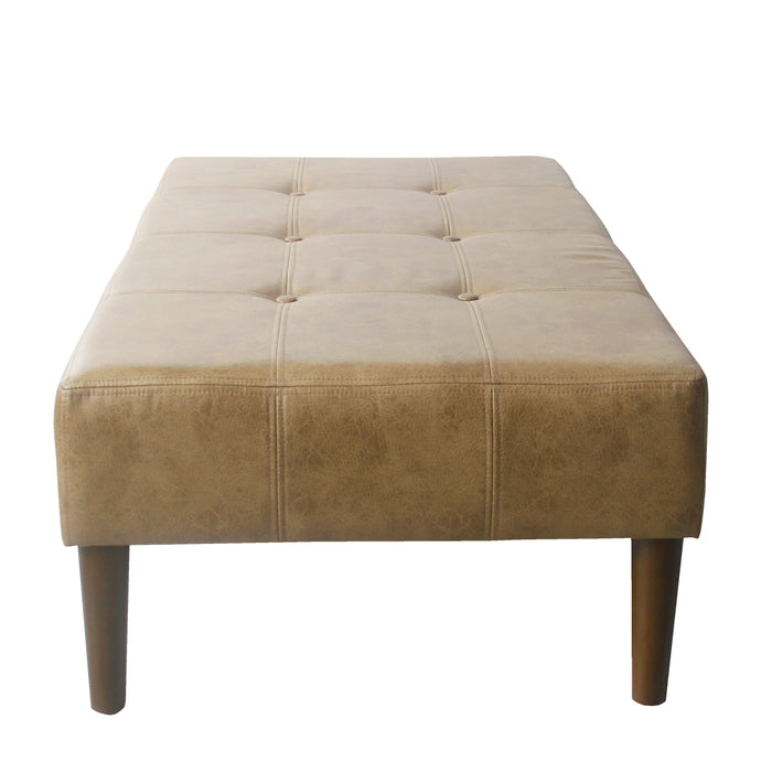 HomePop Tufted Coffee Table Ottoman - Light Brown Faux Leather