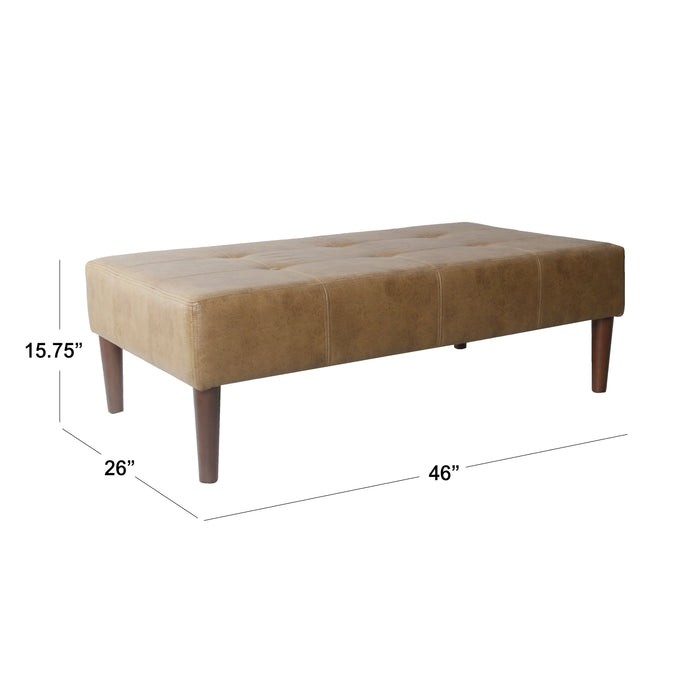 HomePop Tufted Coffee Table Ottoman - Light Brown Faux Leather