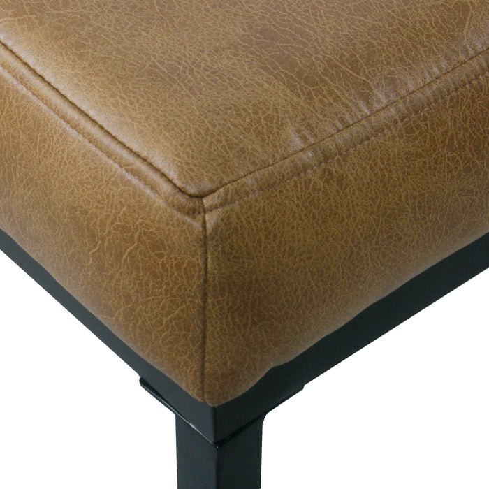 HomePop Tufted Metal Bench - Light Brown Faux Leather