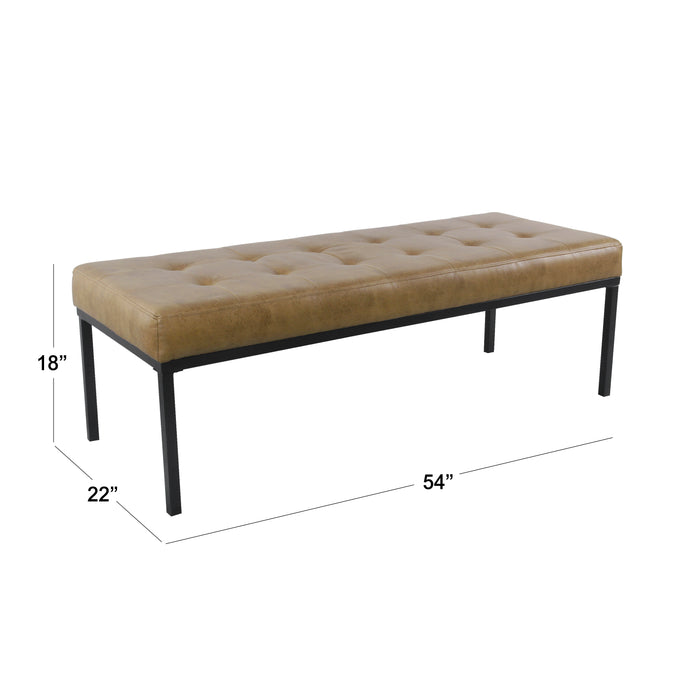 HomePop Tufted Metal Bench - Light Brown Faux Leather