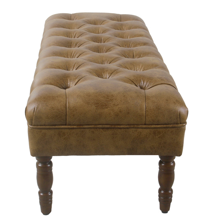 HomePop Classic Tufted Bench - Light Brown Faux Leather