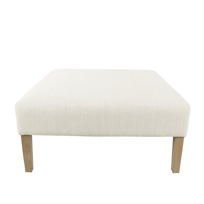 HomePop Square Coffee Table Ottoman - Stain-Resistant Cream Woven