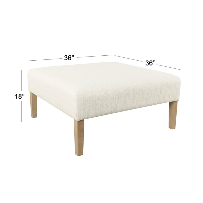 HomePop Square Coffee Table Ottoman - Stain-Resistant Cream Woven