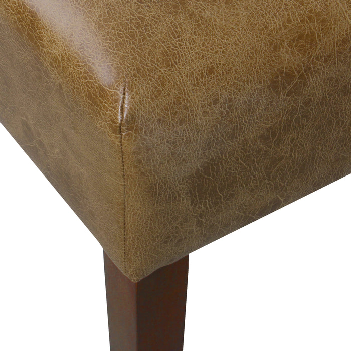 HomePop Square Coffee Table Ottoman - Light Brown Faux Leather