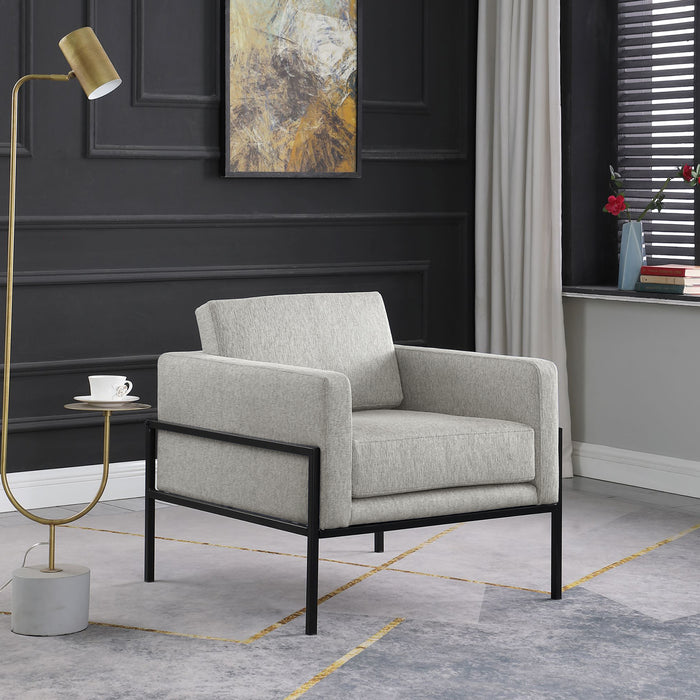 HomePop Modern Metal Frame Accent Chair - Sustainable Gray Woven