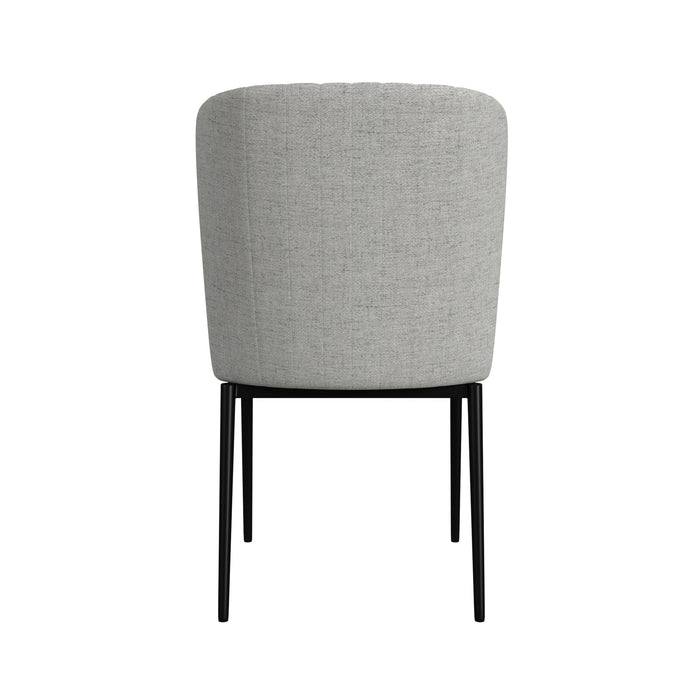 HomePop Channel Back Dining Chair with metal Legs - Gray Woven (set of 2)